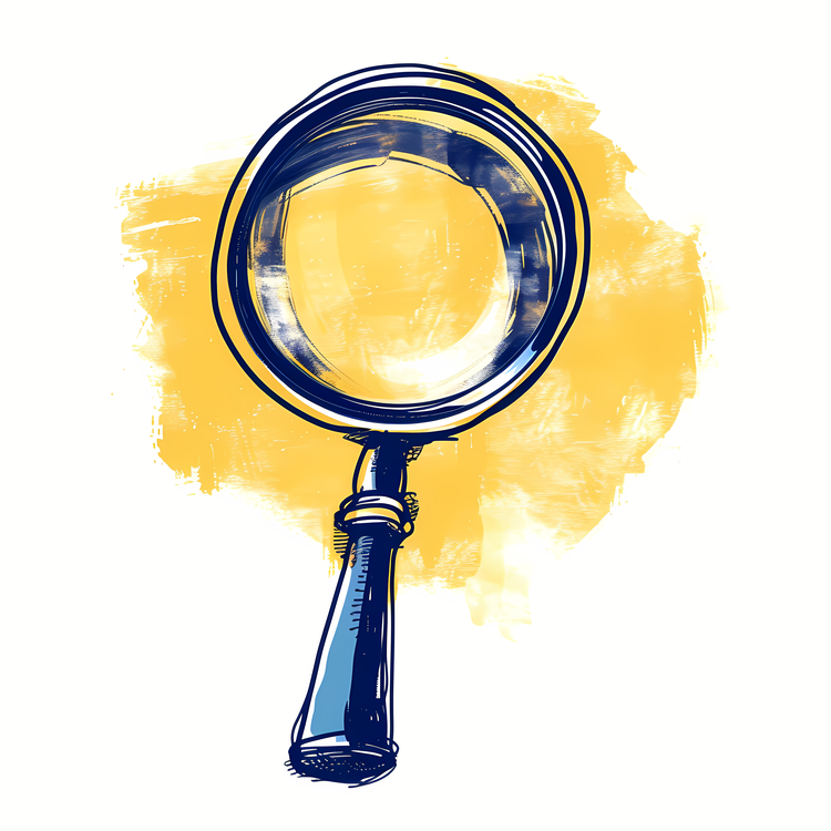 Magnifying Glass,Yellow Brushstrokes,Light And Shadow