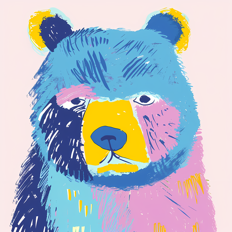 Blue Bear,Bear,Colorful