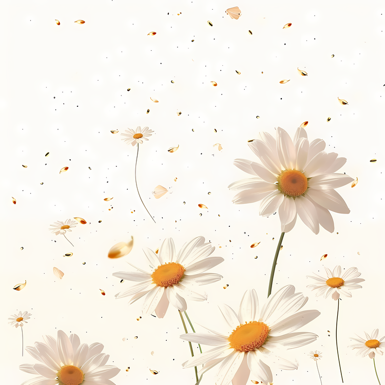 Flying Flowers,Daisies,White