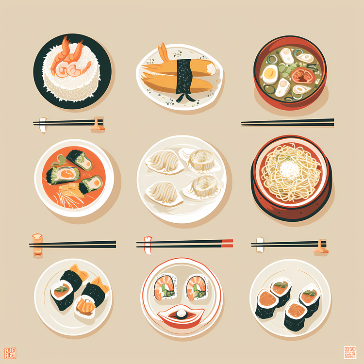 Chinese Food,Sushi,Ramen Noodles