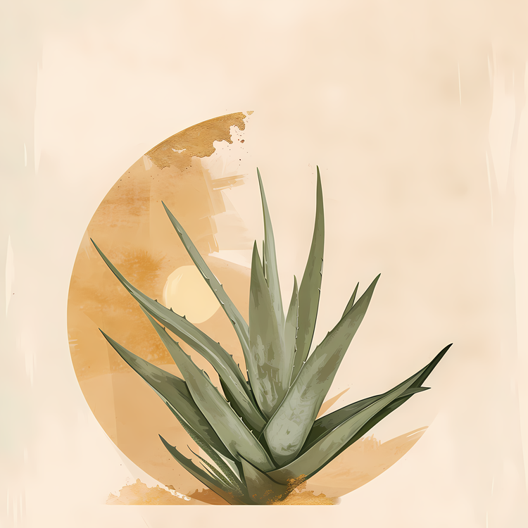 Aloe Vera Leaf,Cactus,Watercolor Painting