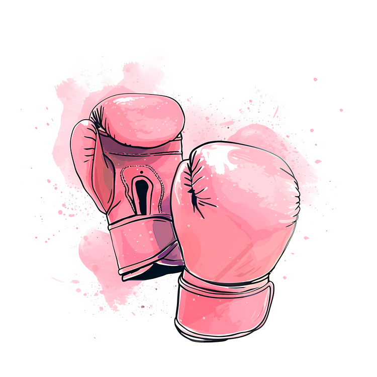 Boxing Gloves,Pink Boxing Gloves,Watercolor Gloves
