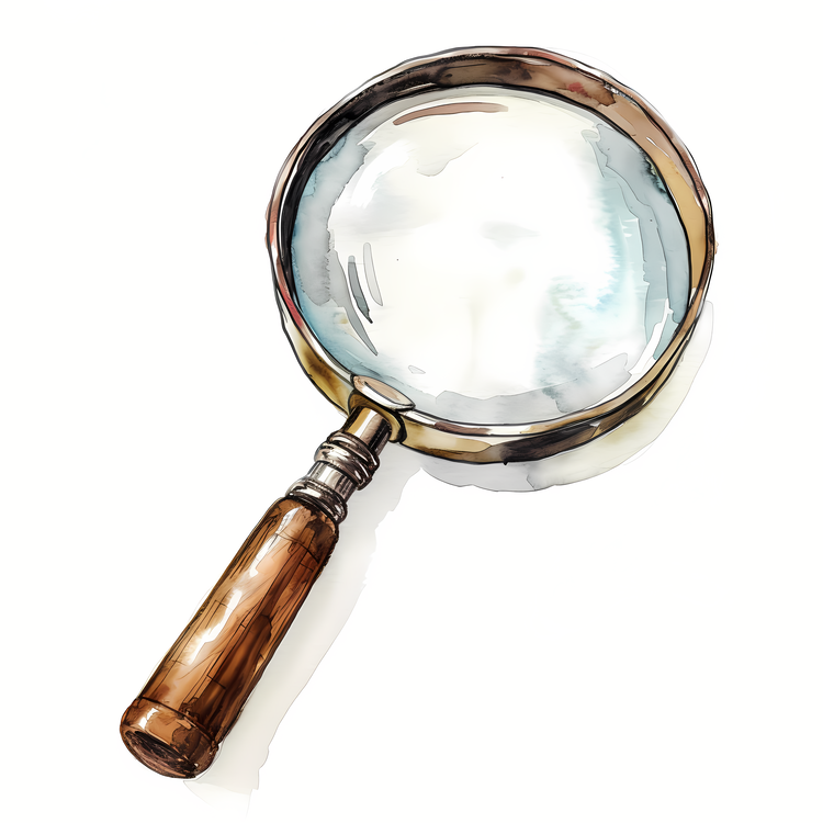 Magnifying Glass,Watercolor,Handmade Wooden Handle