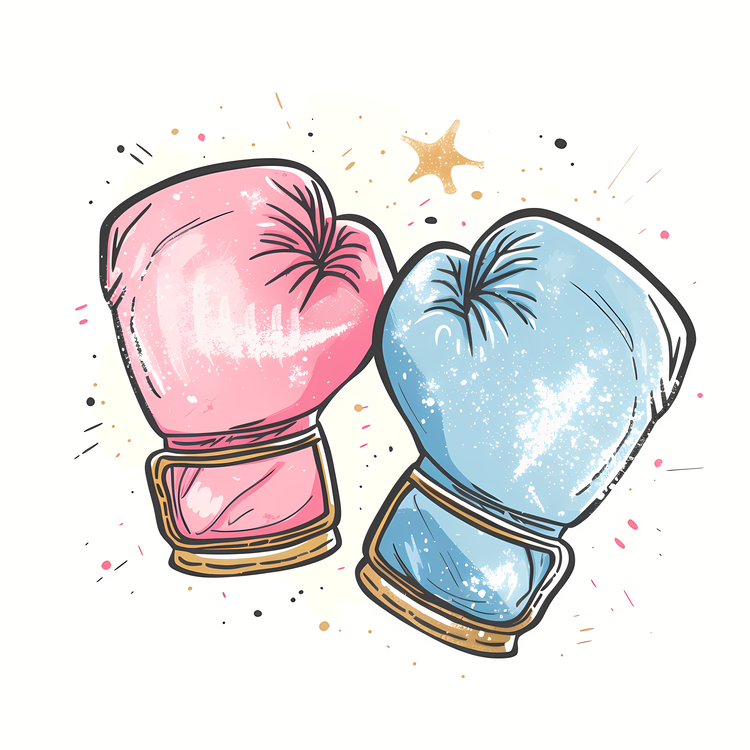 Boxing Gloves,Pink And Blue,Dirty
