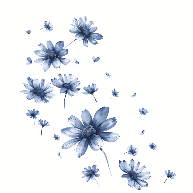 Flying Flowers,Daisy,Blue