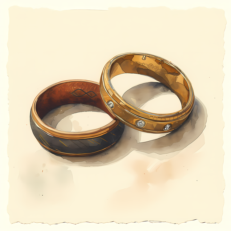 Wedding Rings,Watercolor,Brass
