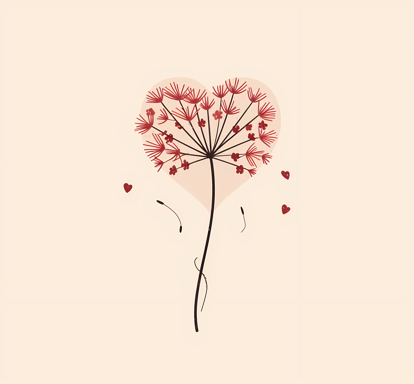 Heart Dandelion,Heart Shape,Red Dandelion Flower