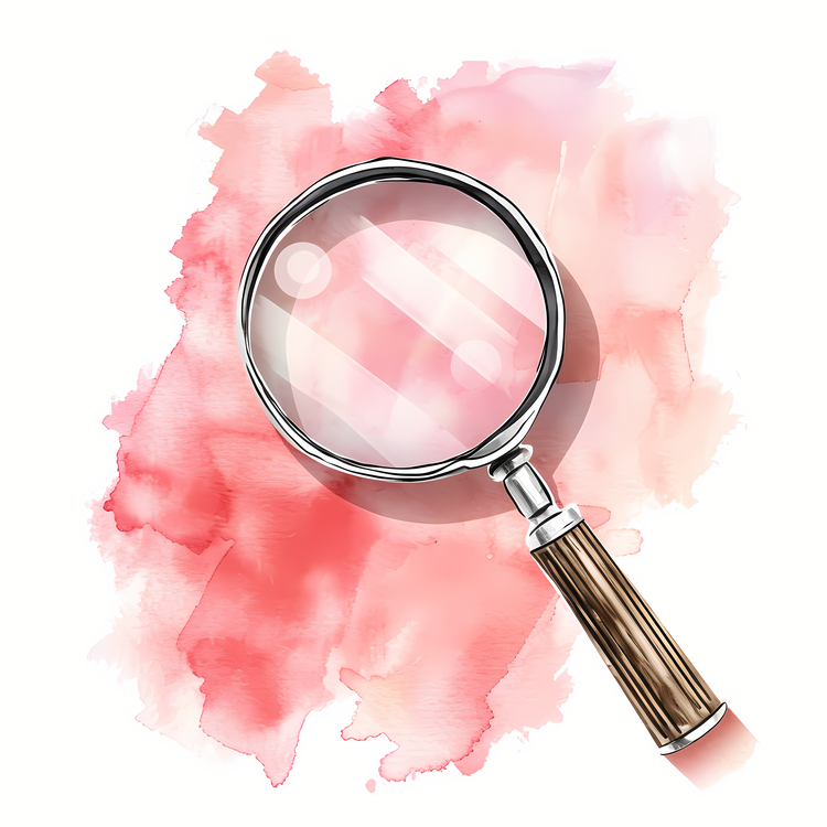 Magnifying Glass,Watercolor,Red