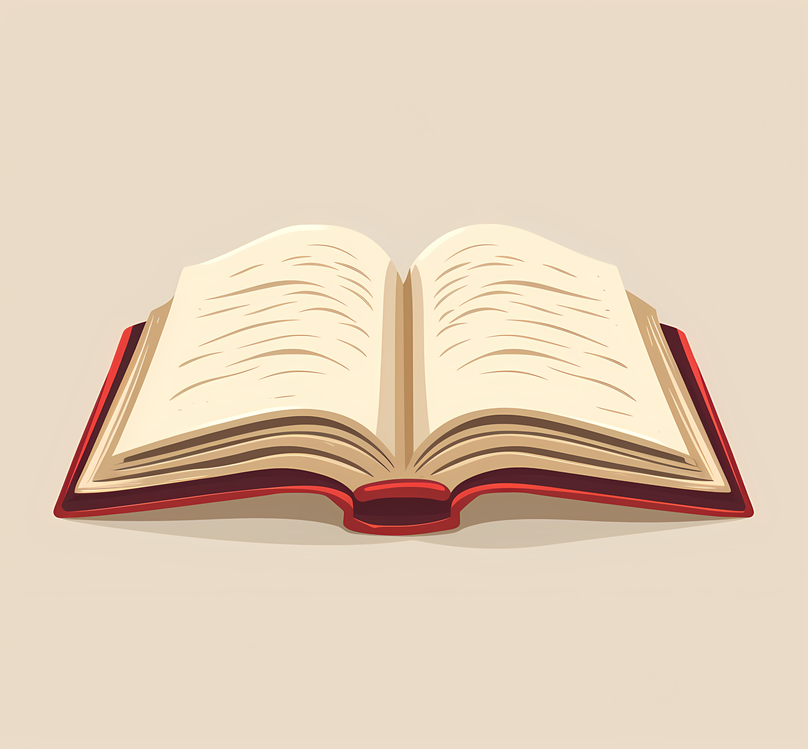 Open Book,Red Cover,Flat Design