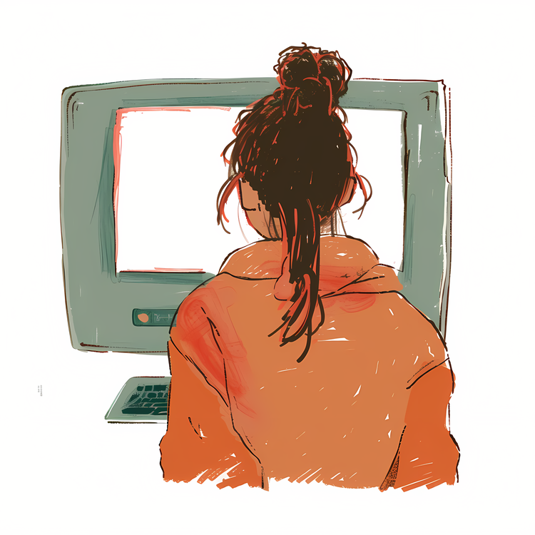 Computer Monitor,Portrait,Woman