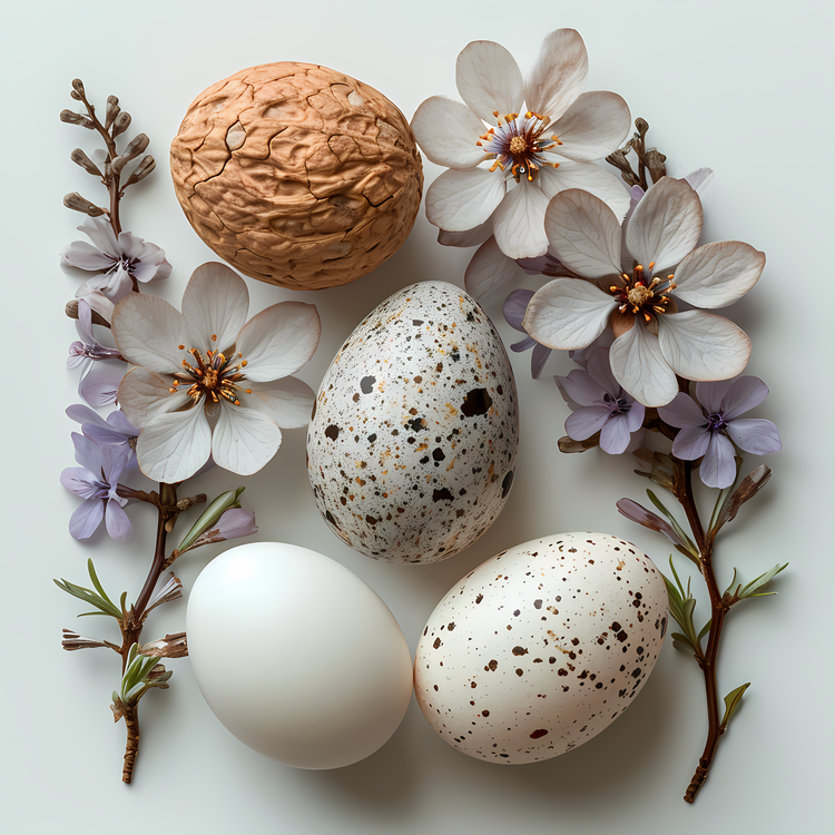 Easter Eggs,Flowers,White Egg
