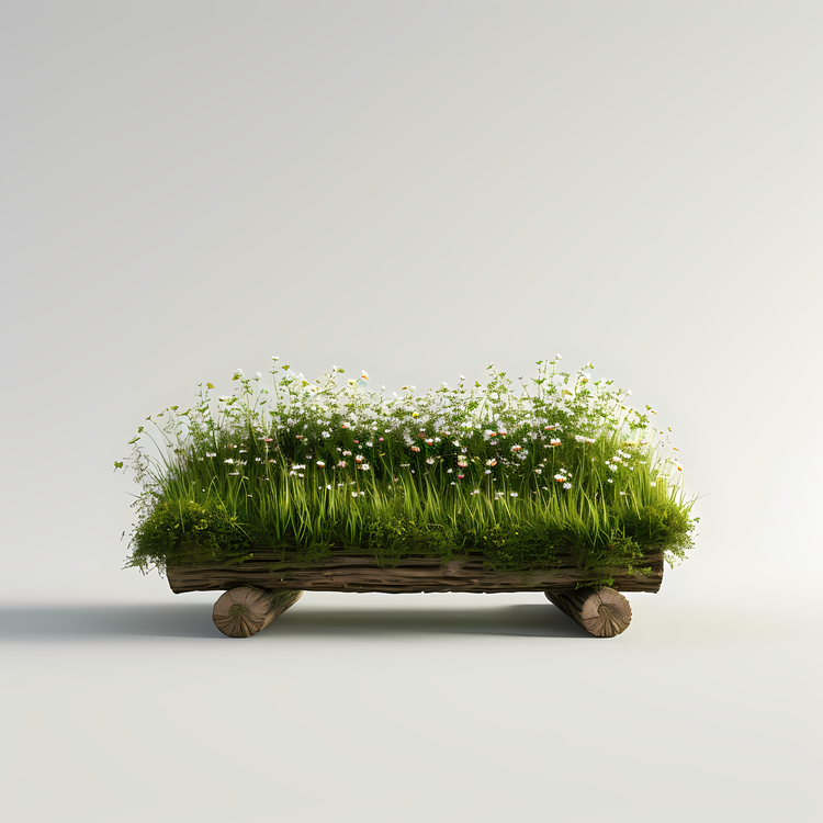 Grass Bench,Grass,Wooden Platform