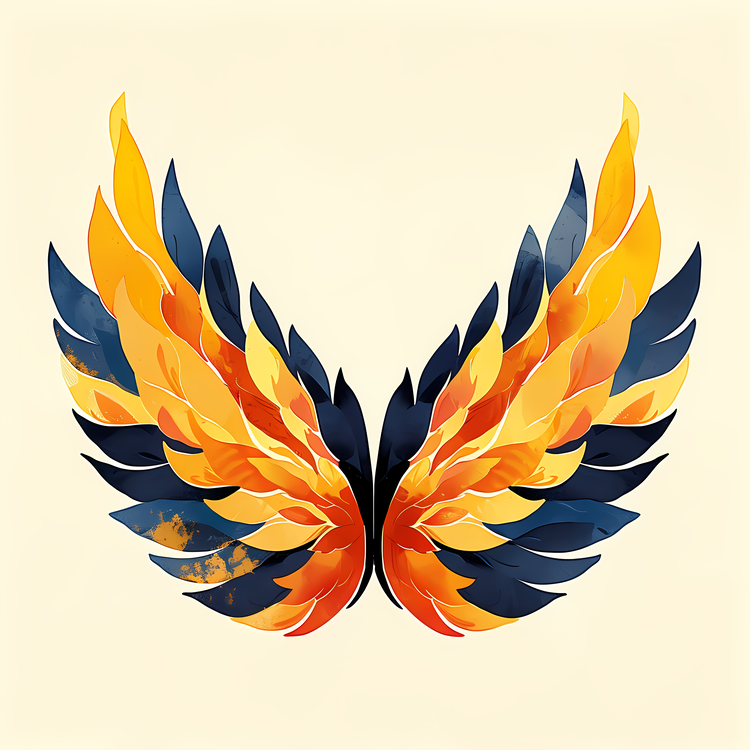 Fire Wings,Flying,Orange And Blue Wings