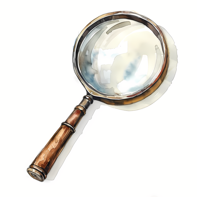 Magnifying Glass,Watercolor,Vintage