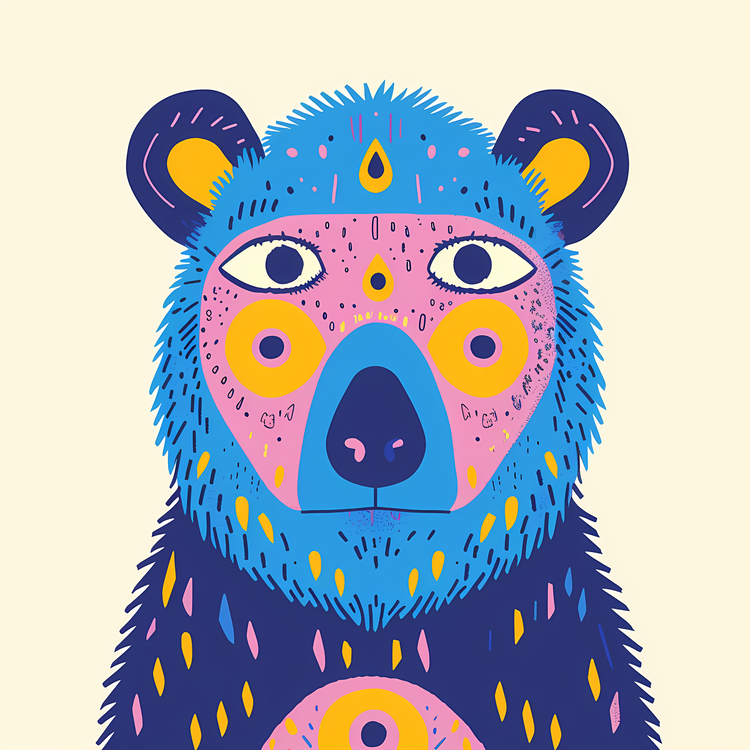 Blue Bear,Person,Colorful