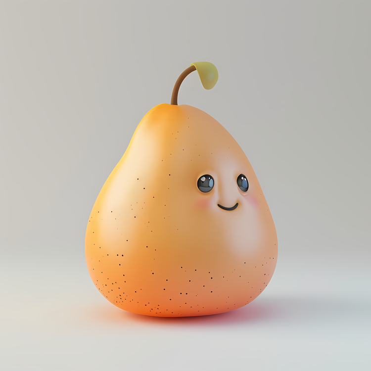Cartoon Pear,Peach With A Smiling Face,Peach Cartoon Character
