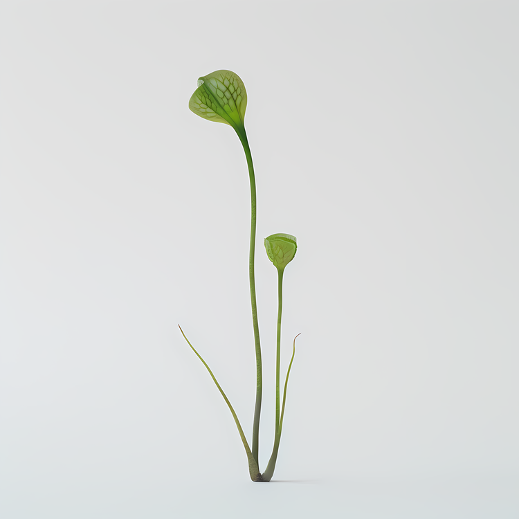 Carnivorous Plant,Green Leaf,White Background