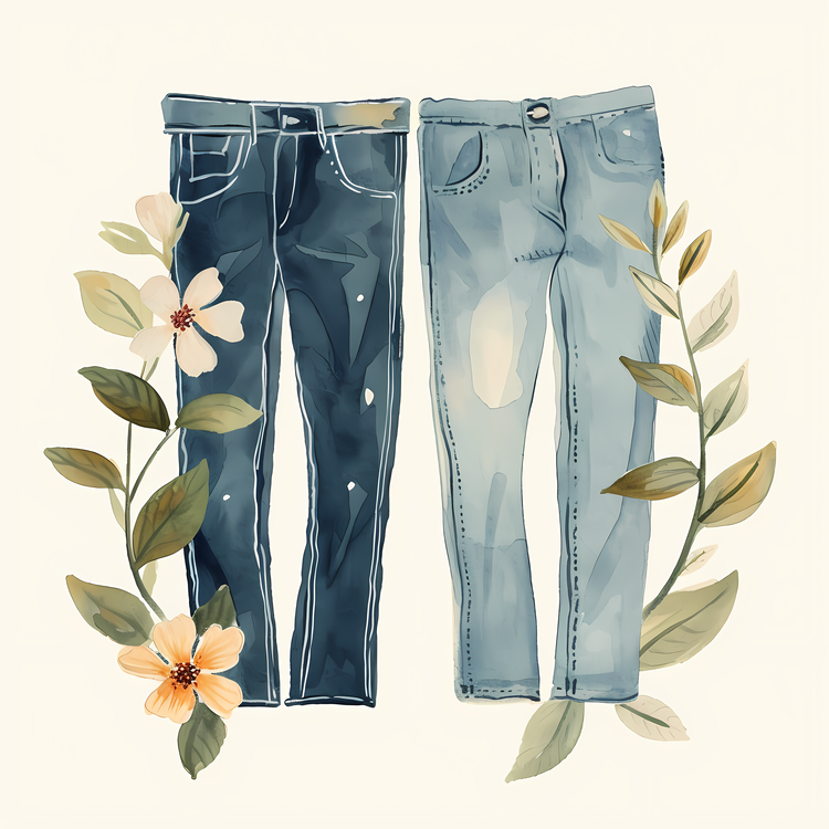 Jeans,Clothes,Watercolor