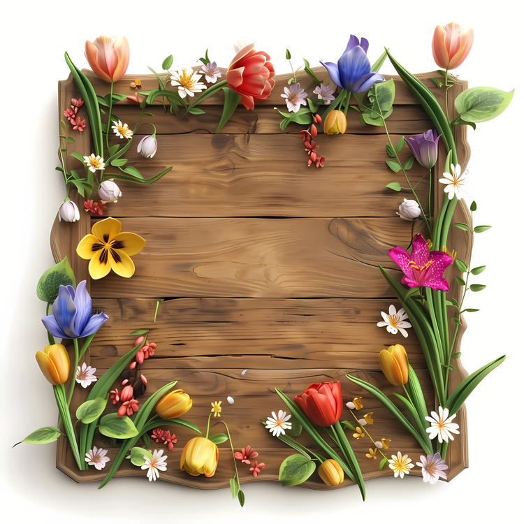 Spring Flowers,Sign Board,Spring Floral Border