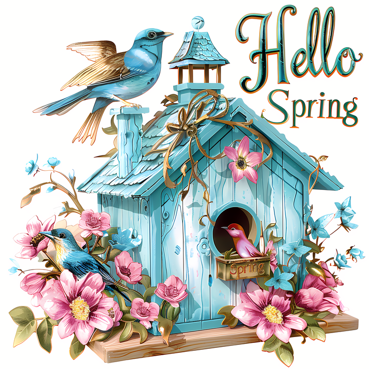 Hello Spring,Bird,House