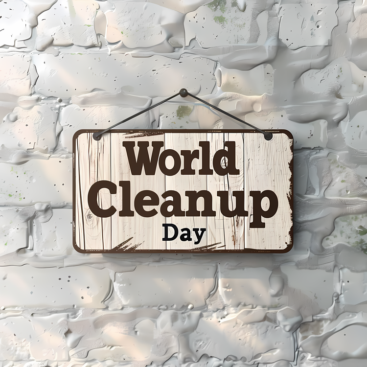 World Cleanup Day,Wooden Sign,Clothes