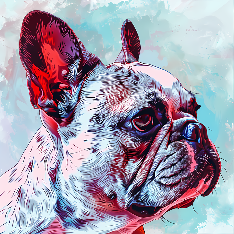 French Bulldog,Img,Painting