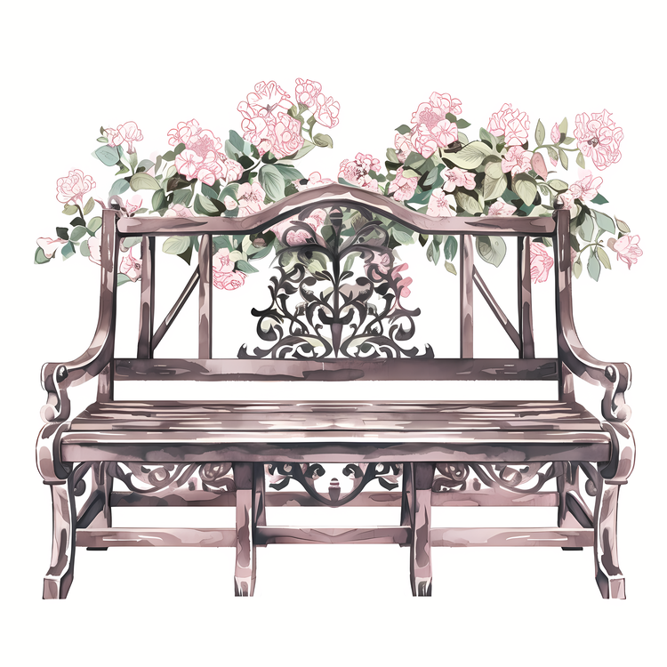 Garden Bench,Park Bench,Flower Bed