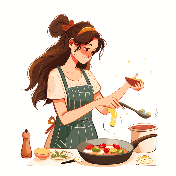 Cartoon Cooking Woman,Cooking,Food