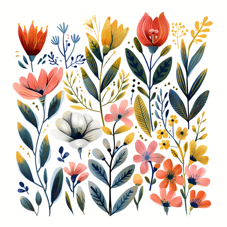 Hello Spring,Floral Illustration,Watercolor