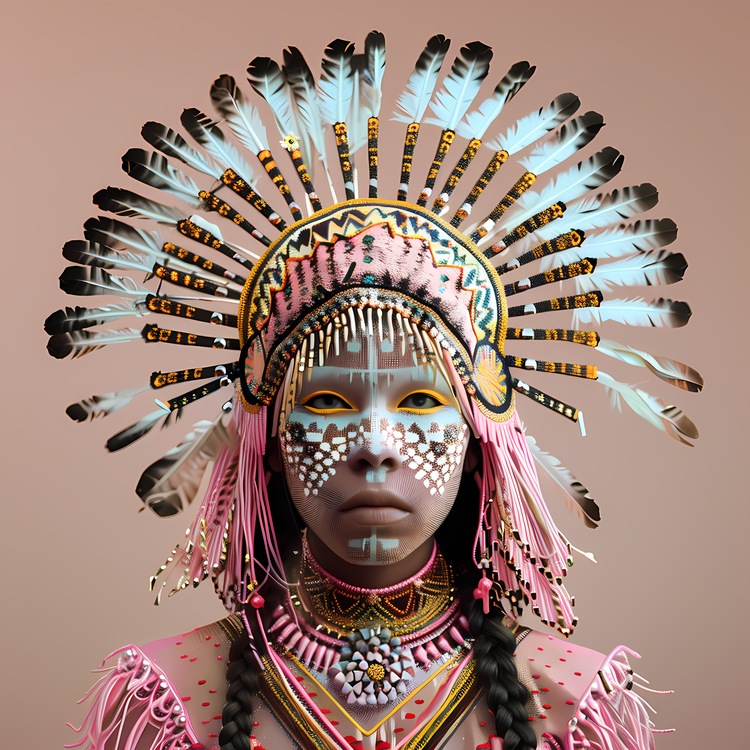 Indigenous Headgear,Pink,Native American
