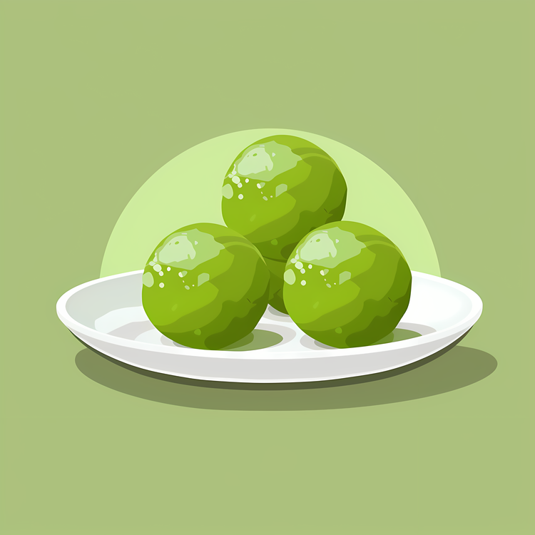 Laddu,Human,White Plate With Green Limes