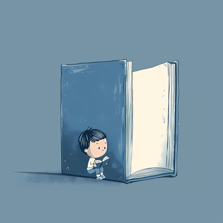 Little Boy,Little Boy In Open Book,Boy Peering Into Book