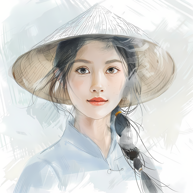 Vietnamese Girl,Vietnamese Hat,Asian Face