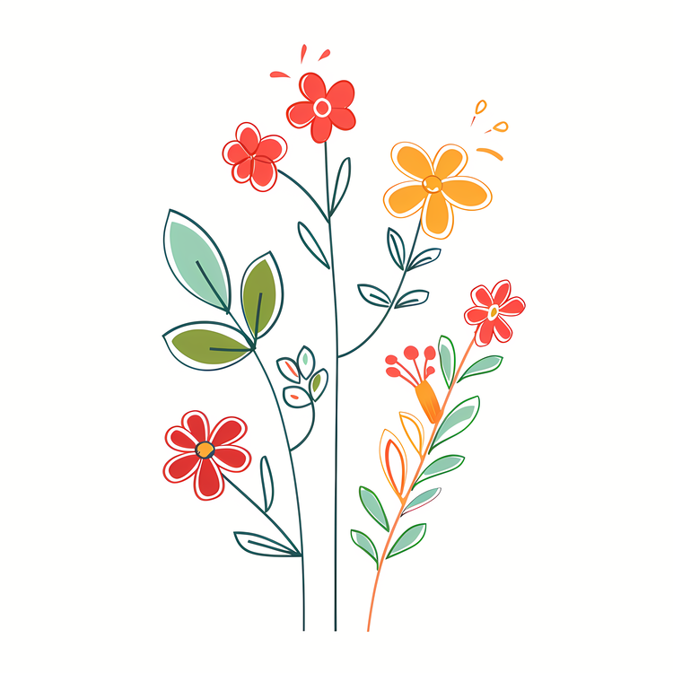 Spring Flowers,Watercolor,Bouquet