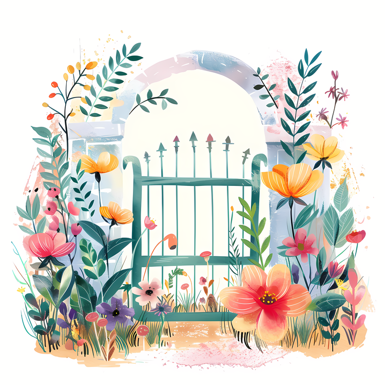 Spring Garden Gate,Gate,Flower Garden