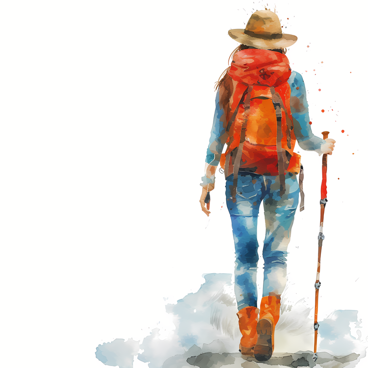 Hiker,Watercolor,Trails