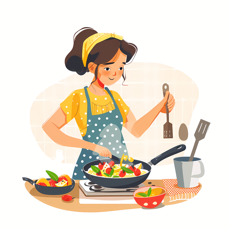 Cartoon Cooking Woman,Cooking,Woman