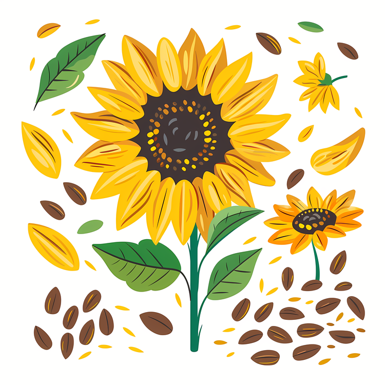 Sunflower And Seeds,Sunflower,Seeds