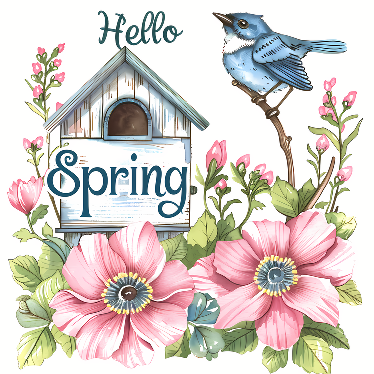 Hello Spring,Bird,Blue Bird