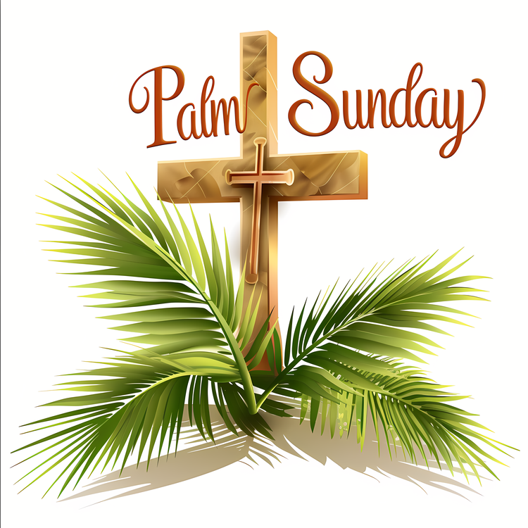 Palm Sunday,Cross With Palm Leaves,Religious