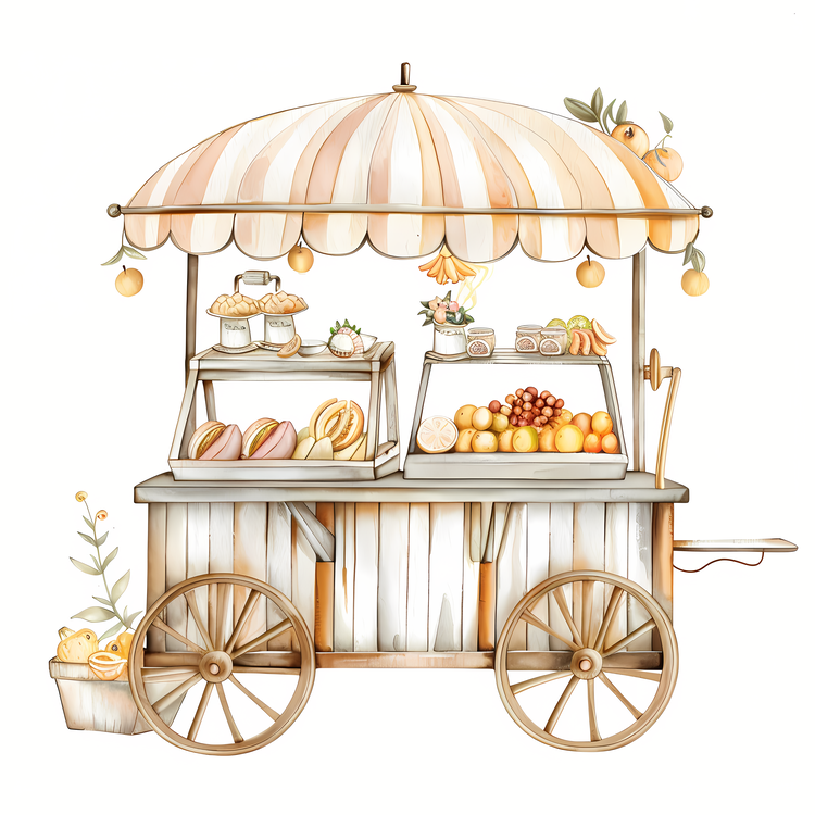 Food Cart,Hand Drawn,Watercolor
