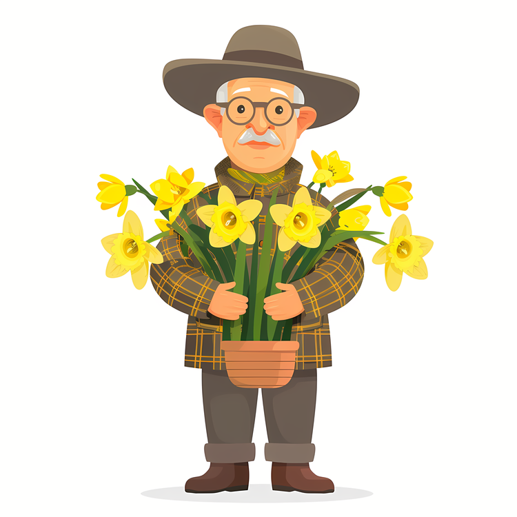 Daffodils,St Davids Day,Man Holding Flowers