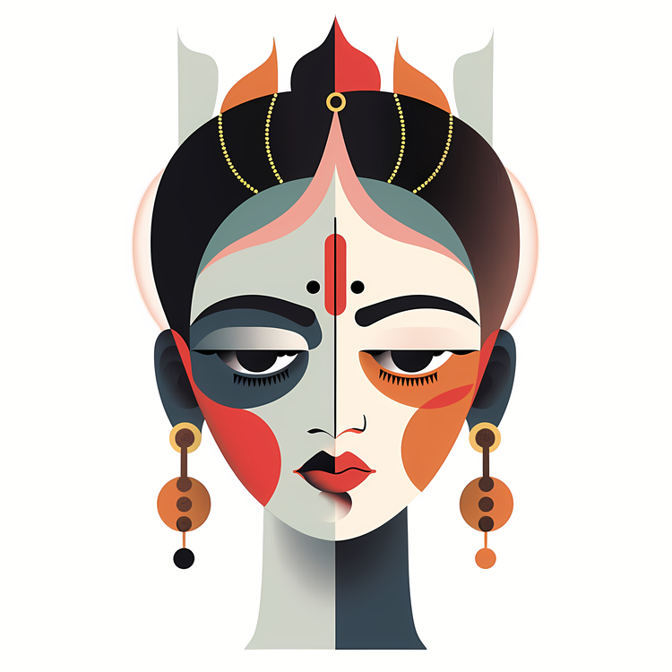 Hindu Goddess,Indian Woman,Masked Face