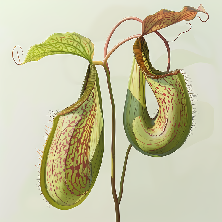 Nepenthes,Large,Green Leaves And Small