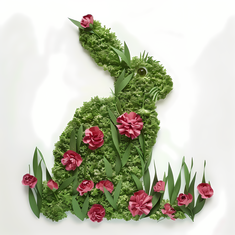 Rabbit,Crafted From Greenery,Nature Art