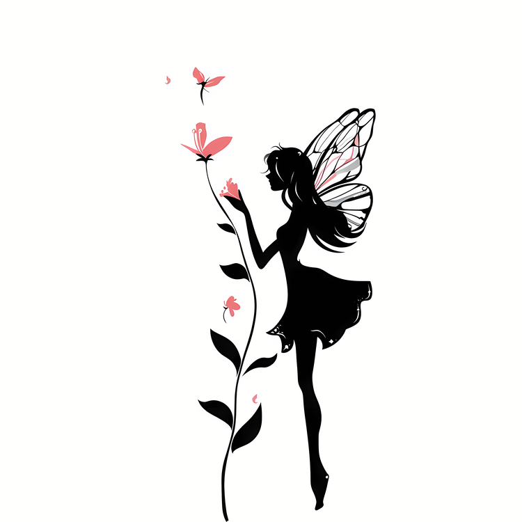 Flower Fairy,Girl,Silhouette