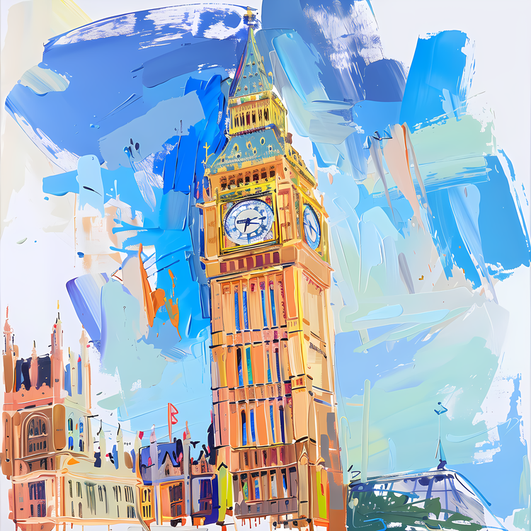 Big Ben,Painting,Digital Art