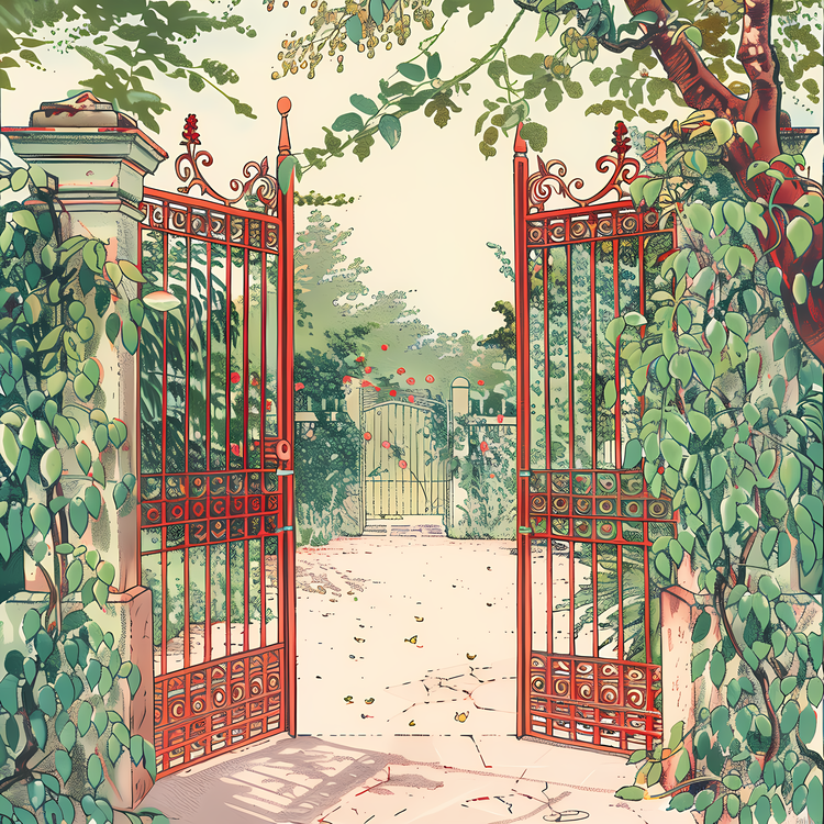 Spring Garden Gate,Red,Iron Gate