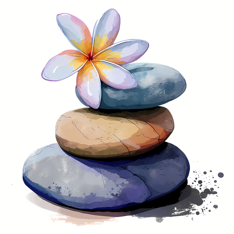 Spa Stones,Watercolor,French Flowers