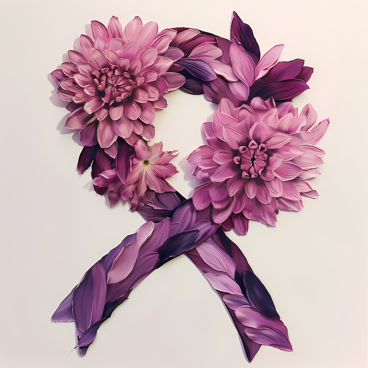 Breast Cancer Ribbon,Pink Ribbon Made Of Flowers,Bouquet Of Pink Flowers
